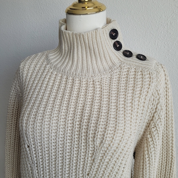 Anthropologie Moon River Cream Knit Sweater Dress with Button Detail Size Small - Picture 2 of 9